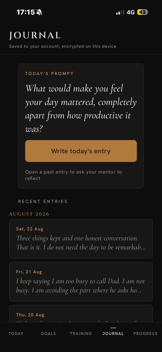 The journal and the day's prompt